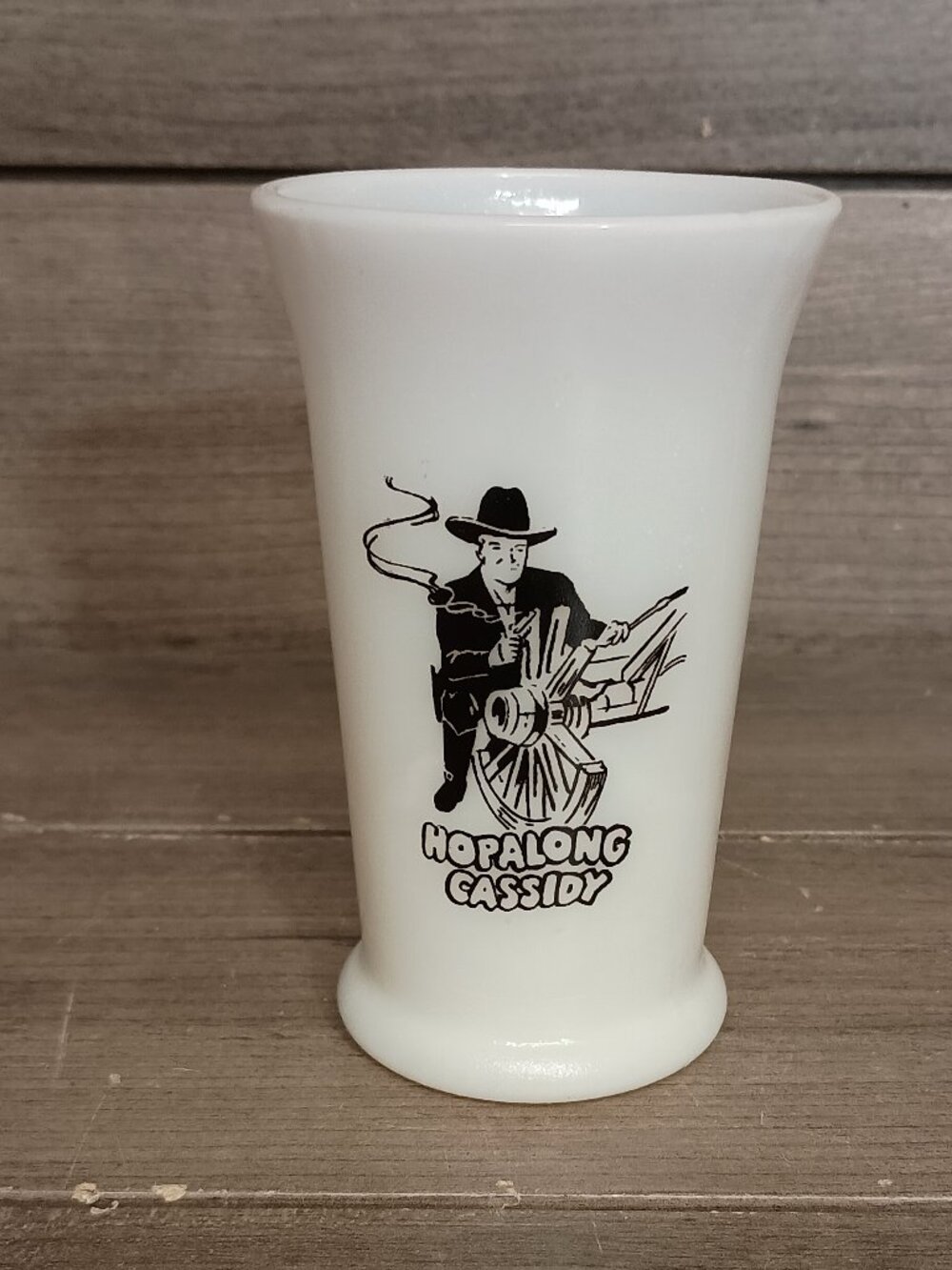 Vintage HopaLong Cassidy White Milk Glass Tumbler Hazel Atlas
